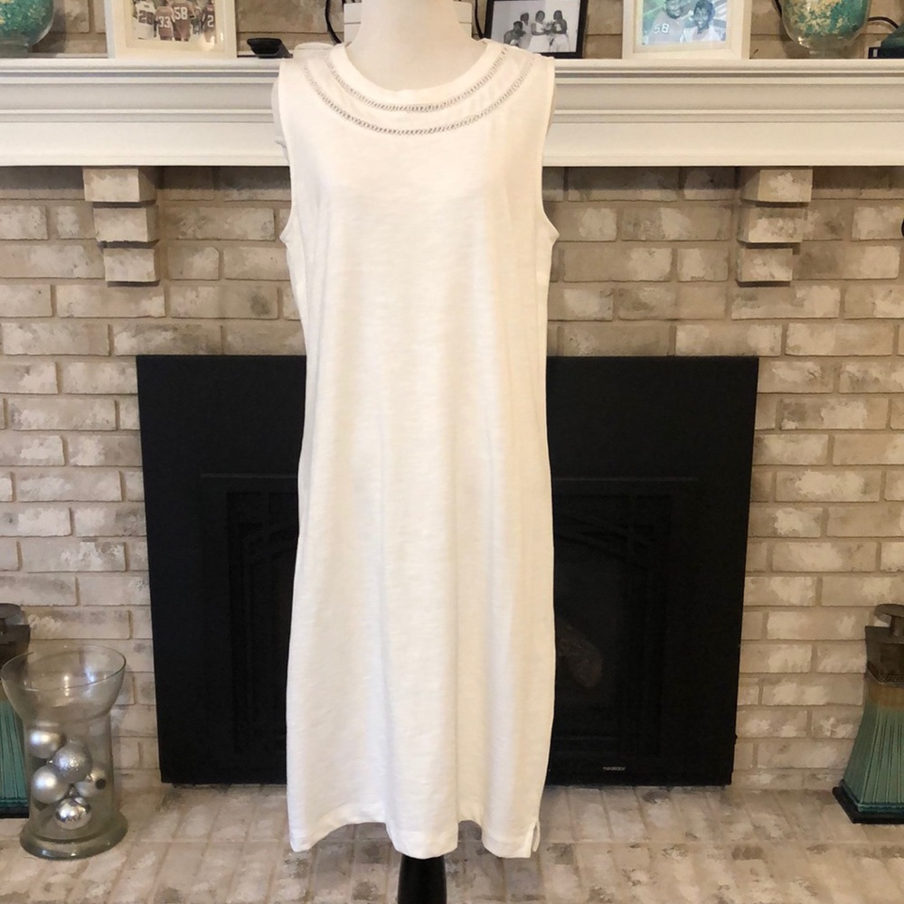 Talbots White Sleeveless Sheath Cotton Dress size Medium